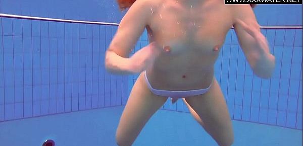  Ginger small tits teen swimming